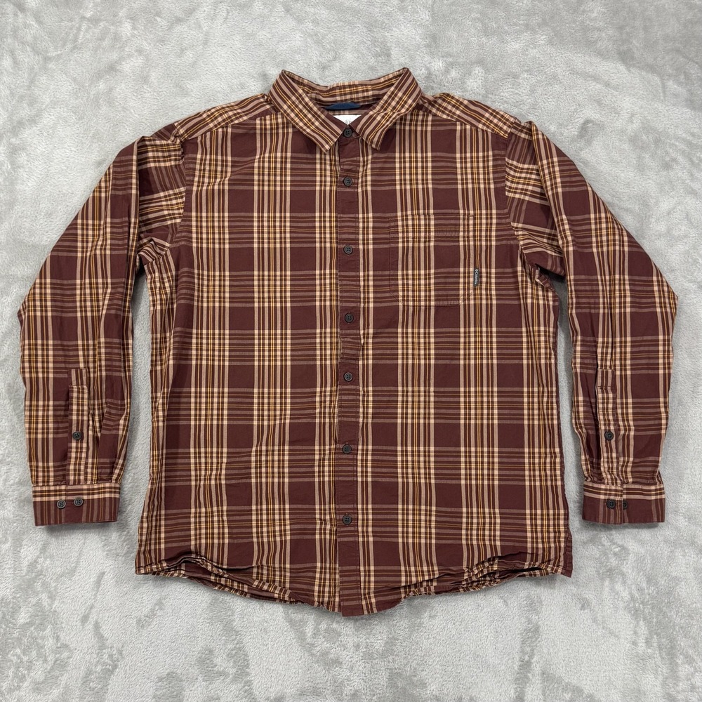 Columbia Shirt Mens XL Brown Plaid Long Sleeve Button Up Cotton Casual Outdoor
